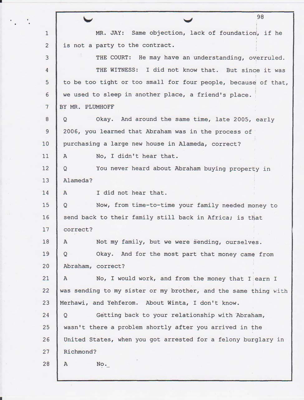 Angesom's court testimony Jan. 23, 2008 