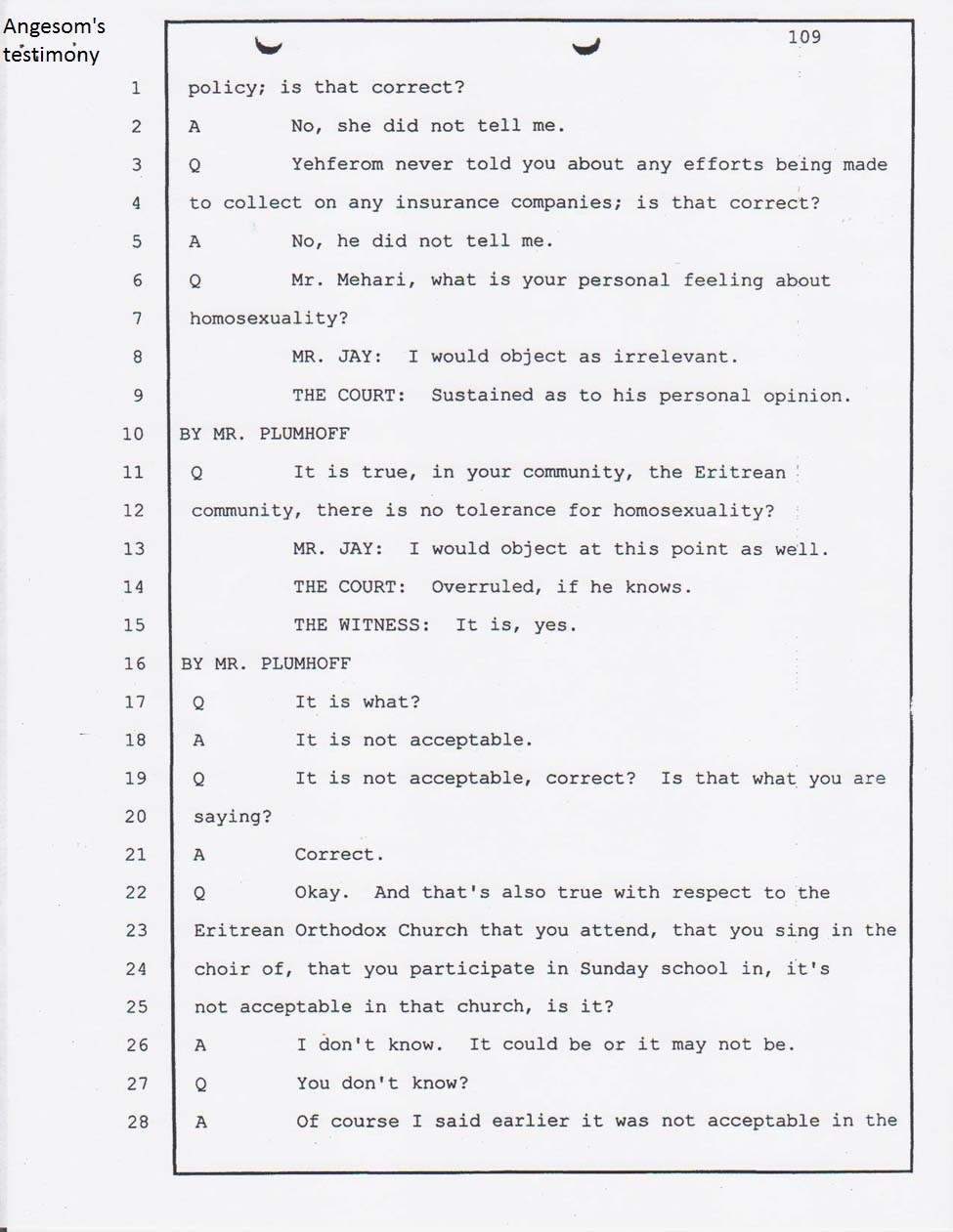 Angesom's testimony Jan. 23, 2008 