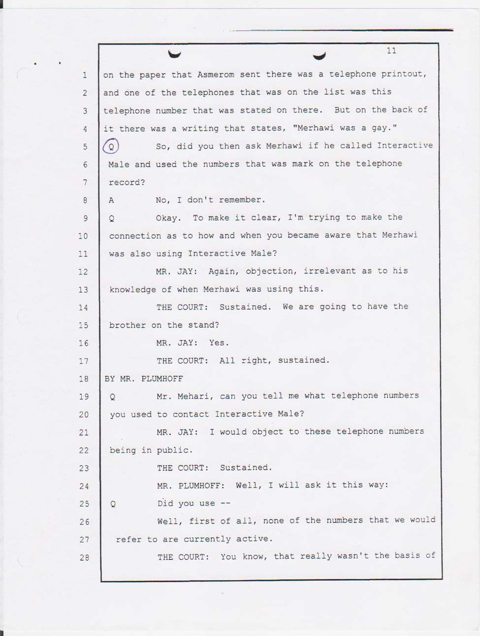 Angesom's court testimony Jan. 24, 2008 morning session