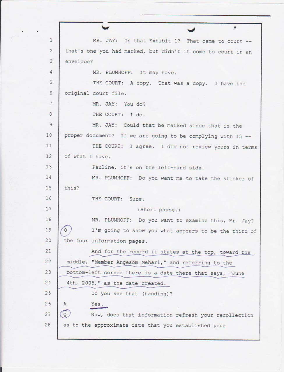 Angesom's court testimony Jan. 24, 2008 morning session