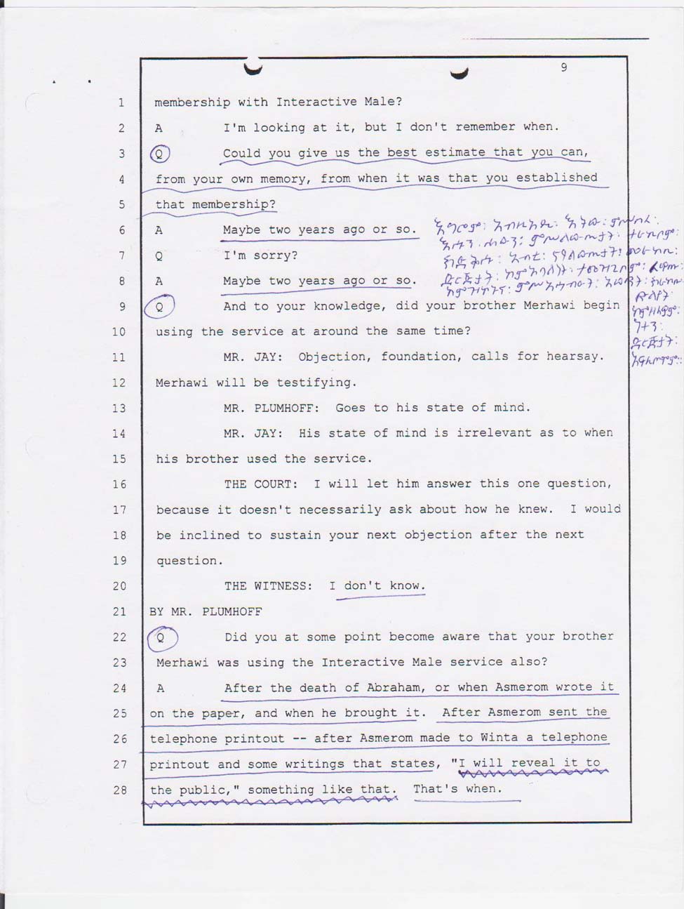 Angesom's court testimony Jan. 24, 2008 morning session
