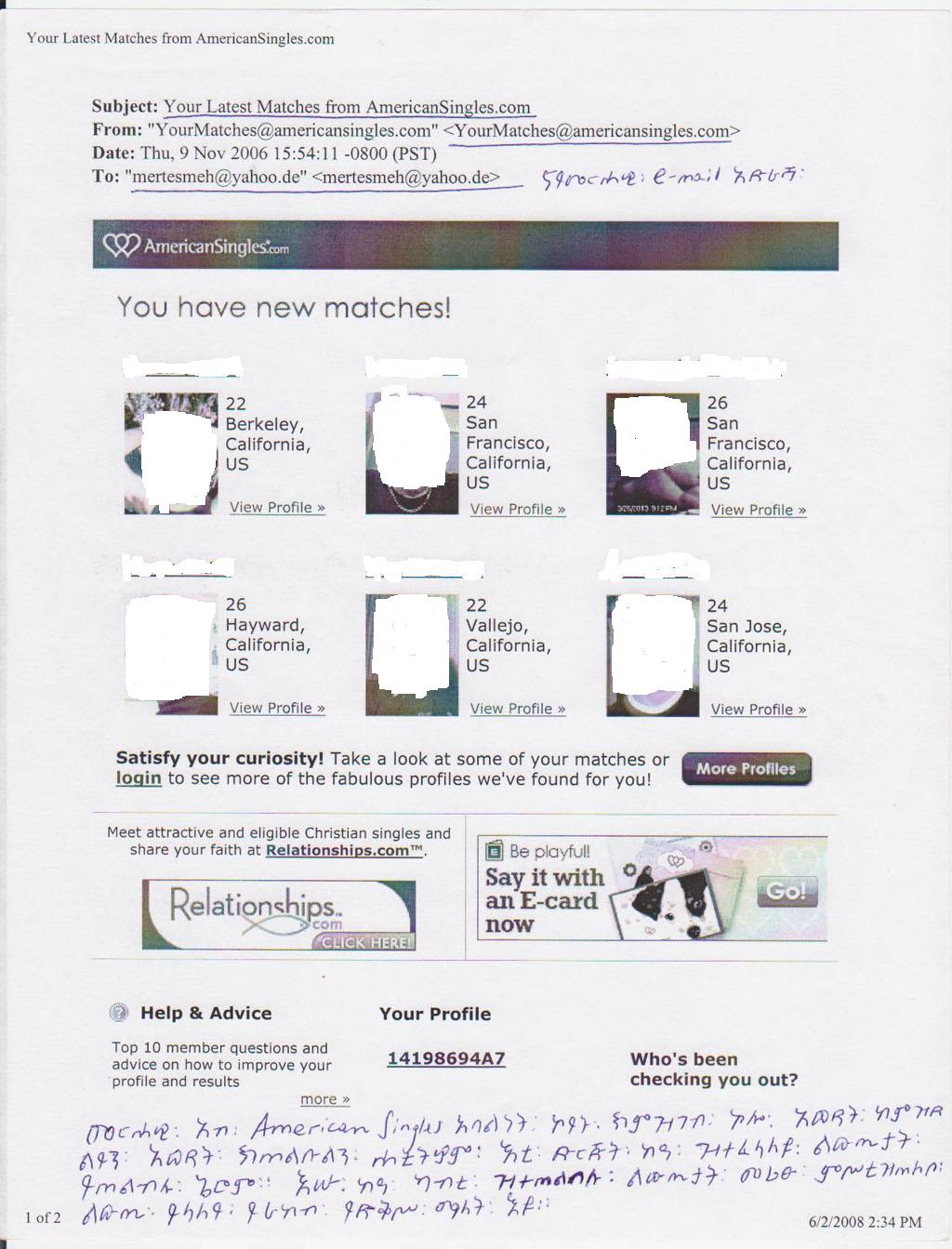 Merhawi's latest matches (6 photographs of men) from American singles to Merhawi.