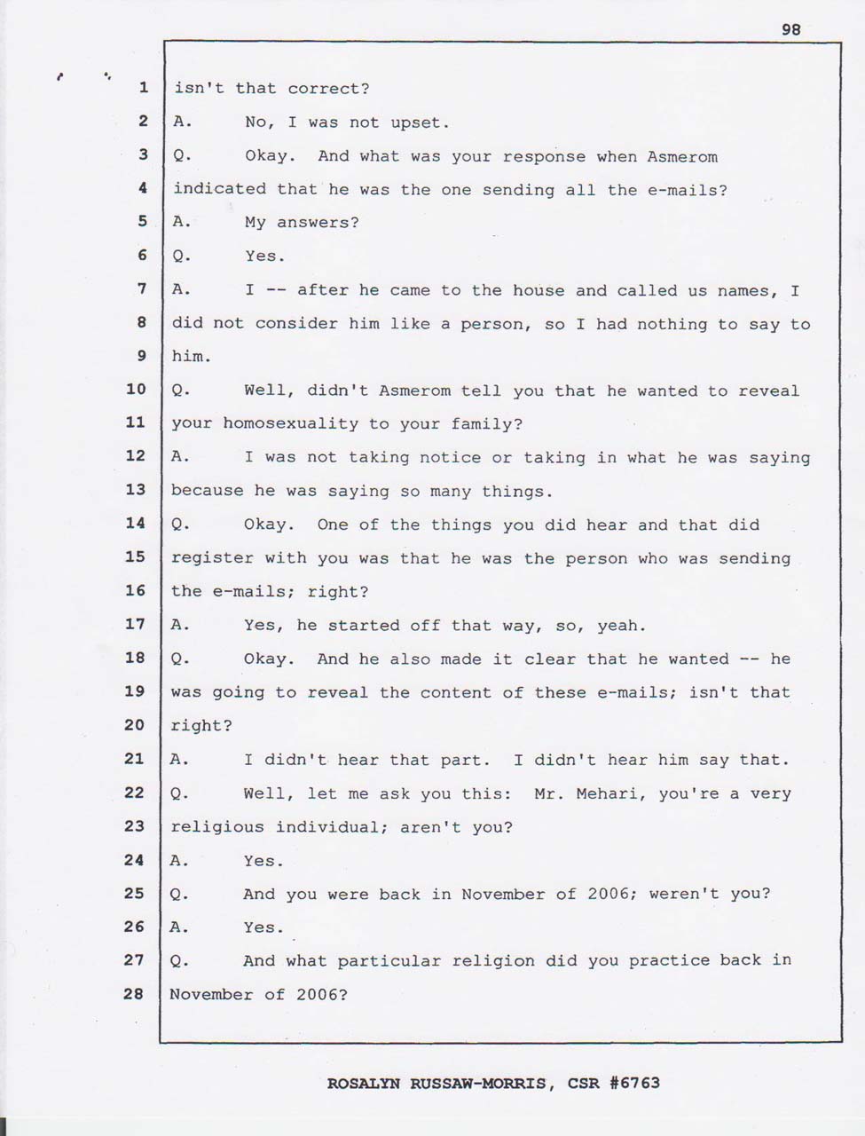 Merhawi's court testimony Feb. 27, 2008