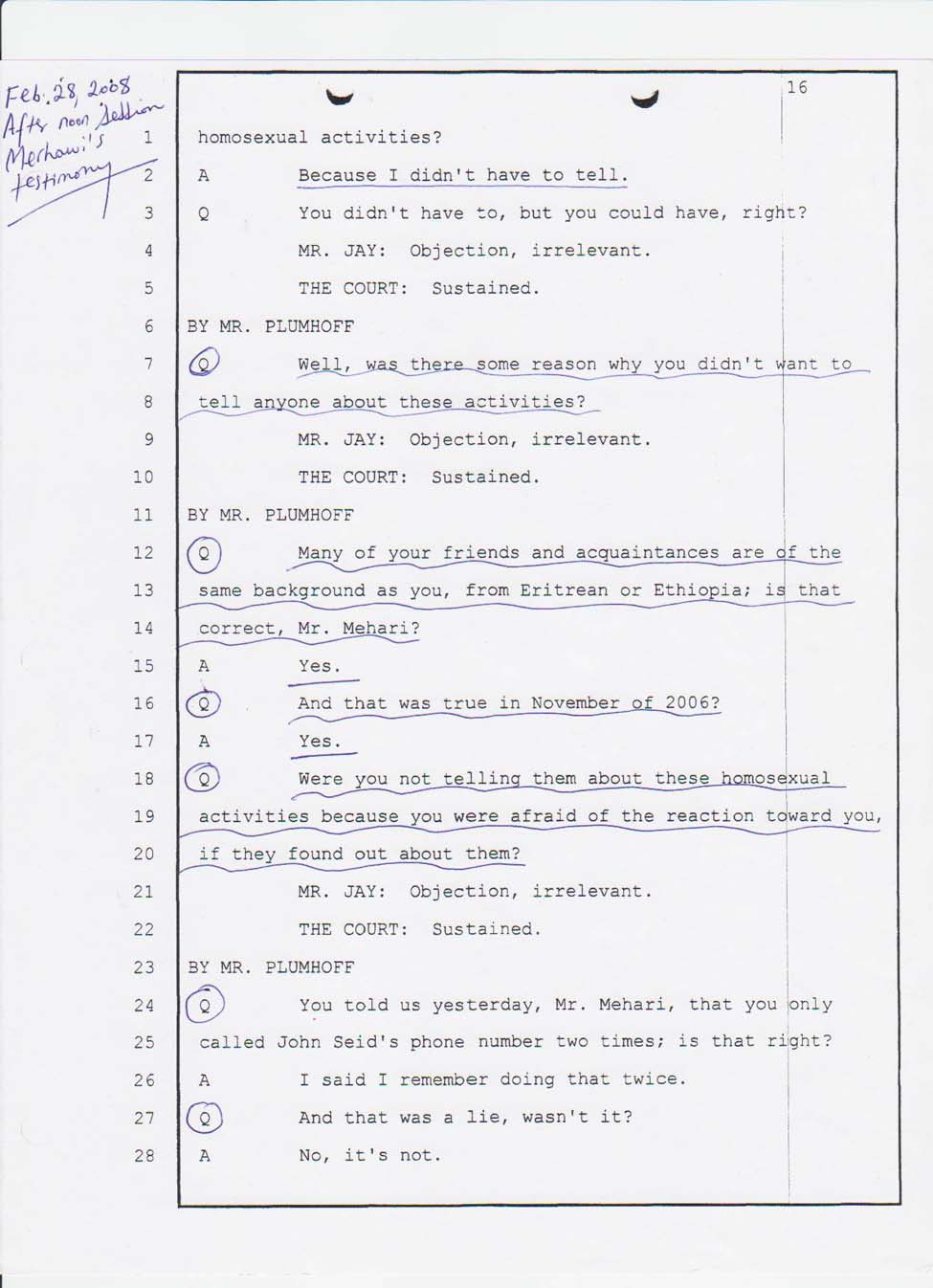 Merhawi's testimony Feb. 28, 2008 afternoon session